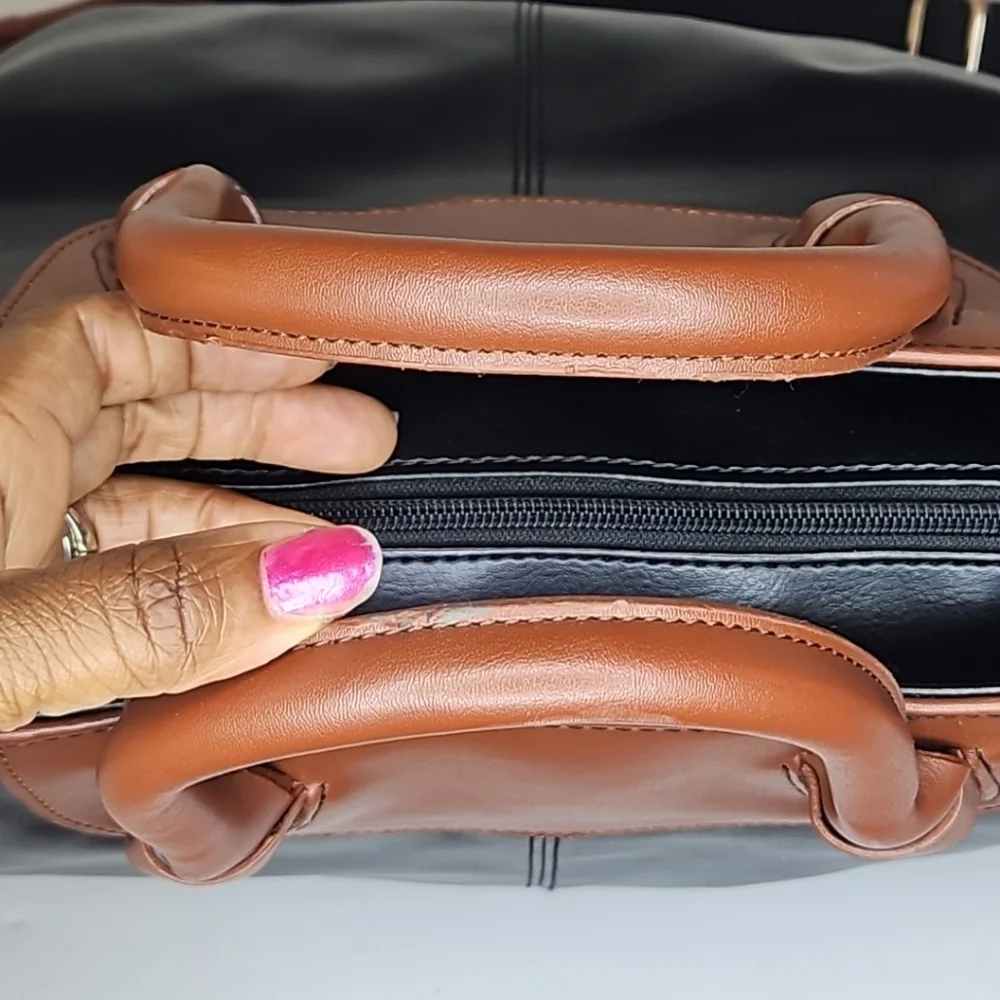 Black and Brown Leather Tote Bag